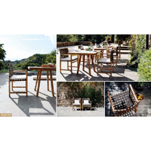 FLORES COLEÇÃO - O mais vendido Poly Rattan PE Conjunto de jantar de madeira com mesa e 2 cadeiras para mobiliário de jardim ao ar livre